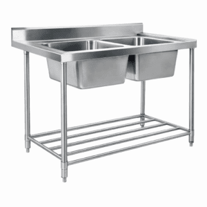 KSS 1200mm Double Sink w/ splashback and Adjustable Pot Rack