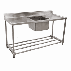 KSS SINGLE SINK WITH SPLASHBACK AND ADJUSTABLE POT RACK 1800MM