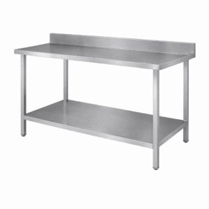 KSS BENCH WITH ADJUSTABLE STORAGE SHELF UNDERNEATH AND SPLASH BACK 1800MM 03-6-1800L