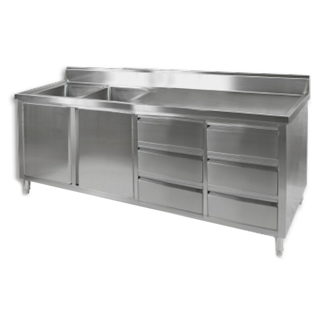 DSC-2100L-H Kitchen Tidy Cabinet with Double Left Sinks