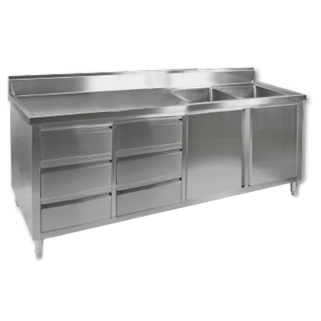 DSC-2400R-H Kitchen Tidy Cabinet with Double Right Sinks