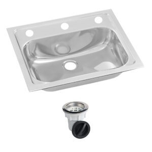 Inset Stainless Steel Hand Basin - 3 Tap Hole and Plug and Waste.