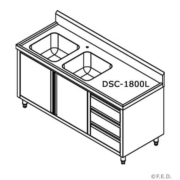 DSC-1800L-H Kitchen Tidy Cabinet with Double Left Sinks - Image 2