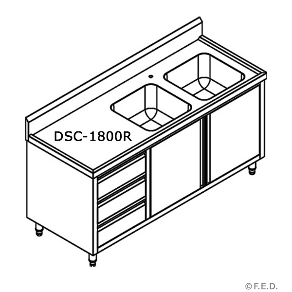 DSC-1800R-H Kitchen Tidy Cabinet with Double Right Sinks - Image 2