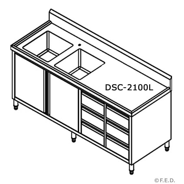 DSC-2100L-H Kitchen Tidy Cabinet with Double Left Sinks - Image 2