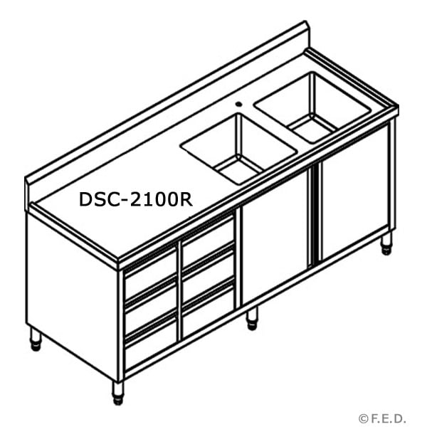 DSC-2100R-H Kitchen Tidy Cabinet with Double Right Sinks - Image 2