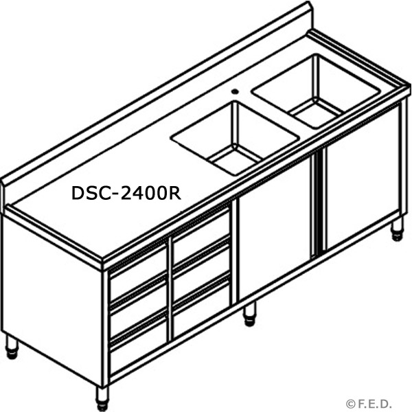 DSC-2400R-H Kitchen Tidy Cabinet with Double Right Sinks - Image 2