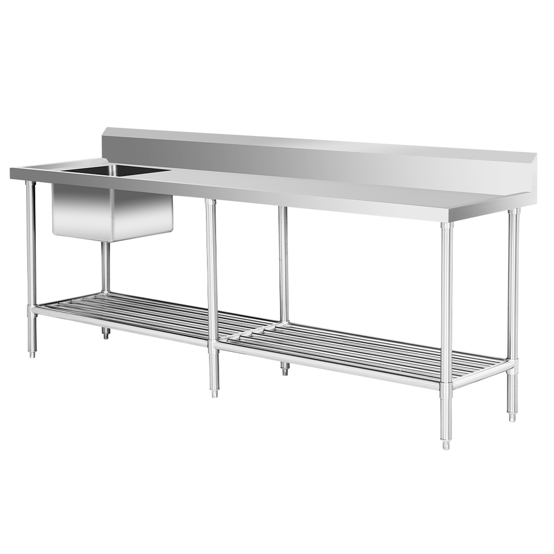 SSB6-2400L/A Single Left Sink Bench with Pot Undershelf - Image 2