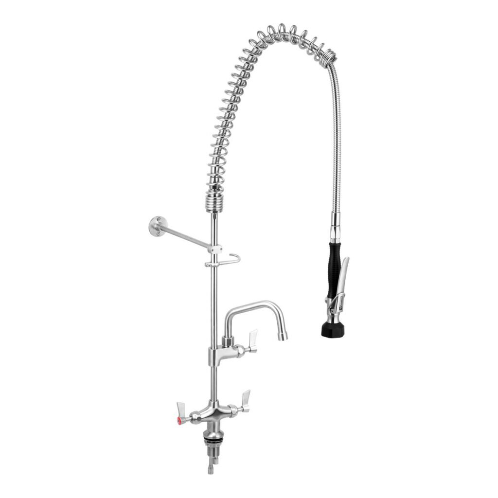 Stainless Steel Dual Bench Mounted Pre Rinse Unit With 6" Pot Filler