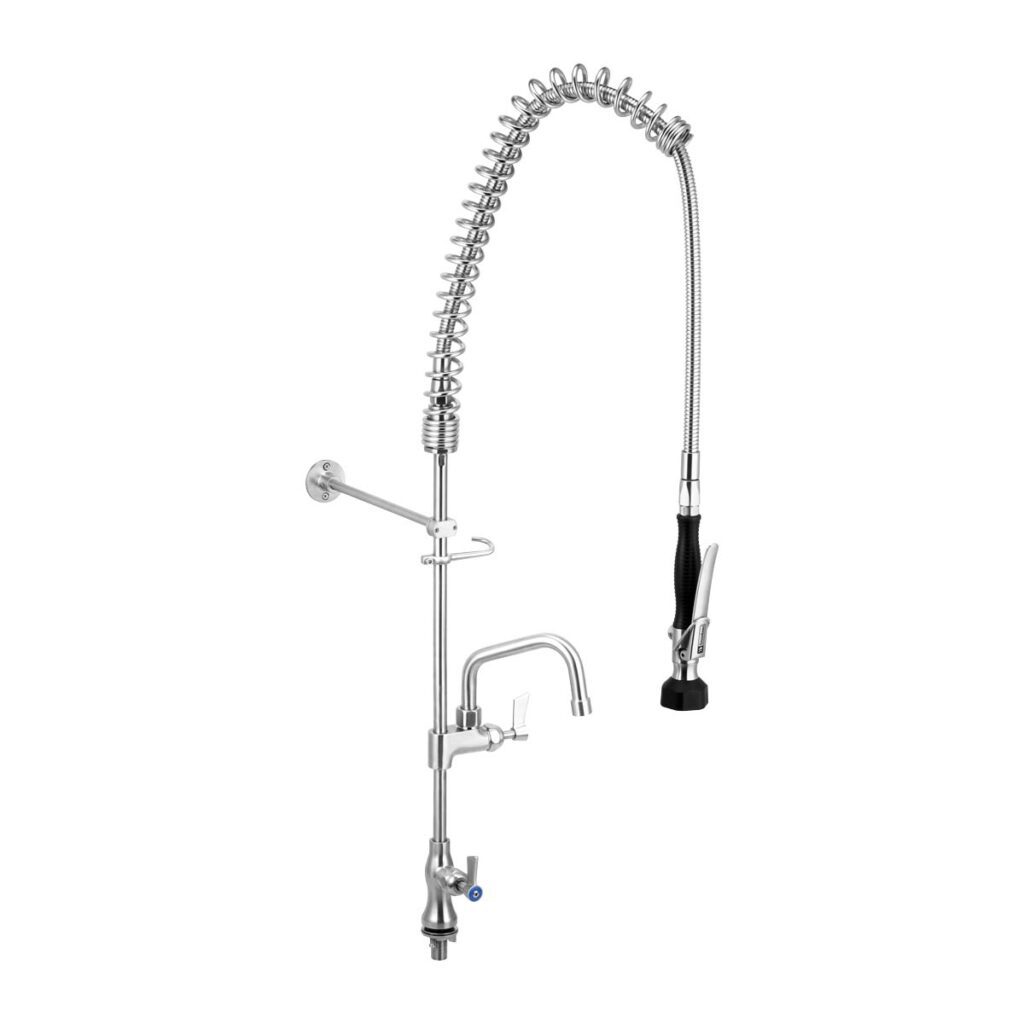 Stainless Steel Single Bench Mount Pre-Rinse with 6" Pot Filler