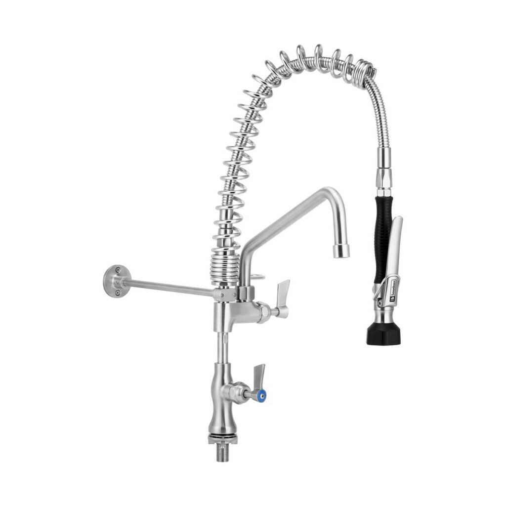 Compact Stainless Steel Single Bench Mount Pre-Rinse with 12" Pot Filler