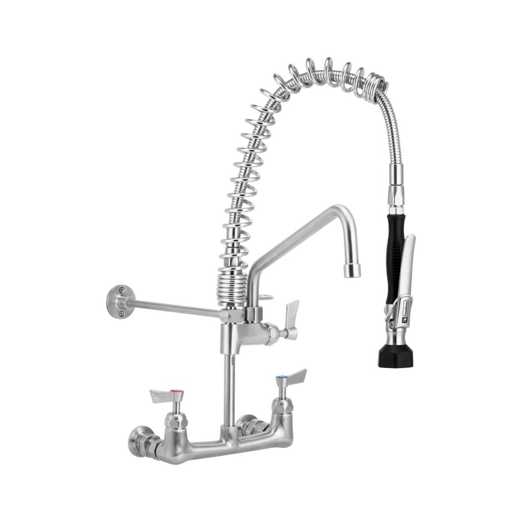 Compact Stainless Steel Exposed Wall Mounted Pre Rinse Unit With 12"Pot Filler