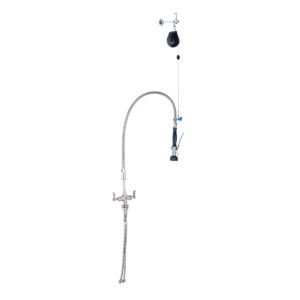 Stainless Steel Line Retractor Dual Hob Mounted Pre Rinse Unit