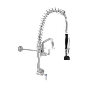 Compact Stainless Steel Single Wall Mount Pre-Rinse with 6" Pot Filler