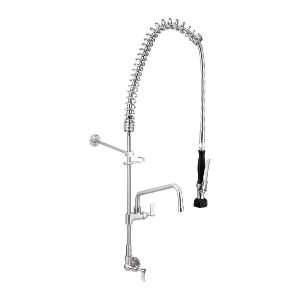 Stainless Steel Single Wall Mount Pre-Rinse with 12" Pot Filler