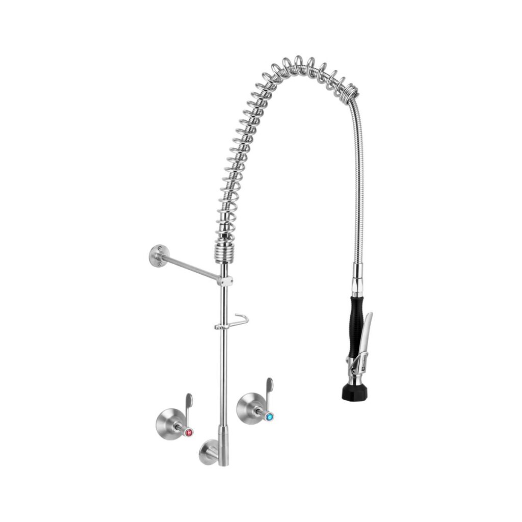 Stainless Steel Wall Stops And Elbow Pre Rinse Unit