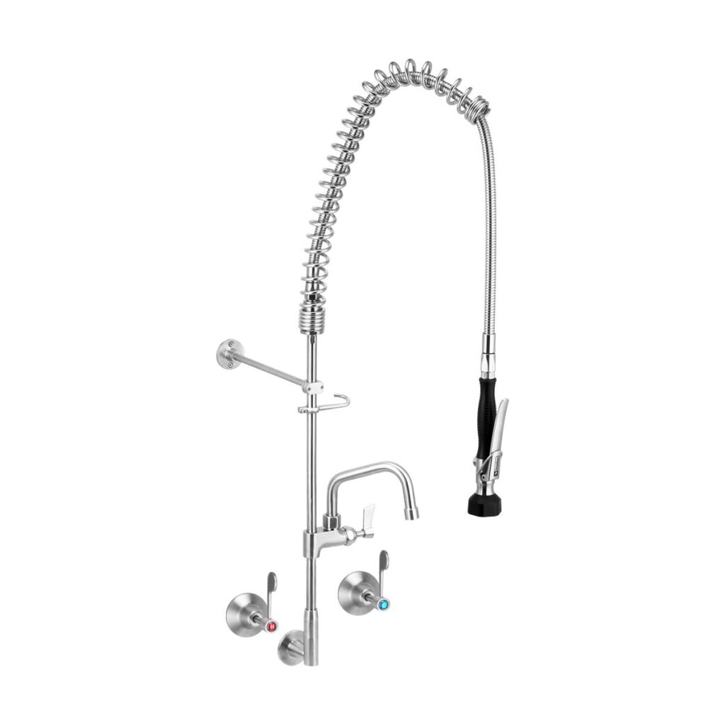 Stainless Steel Wall Stops And Elbow Pre Rinse Unit With 6" Pot Filler