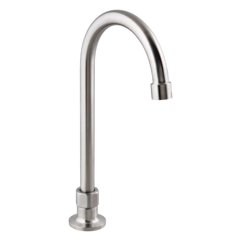Stainless Steel Single Bench Mount (No Stops) with 12" Gooseneck Spout