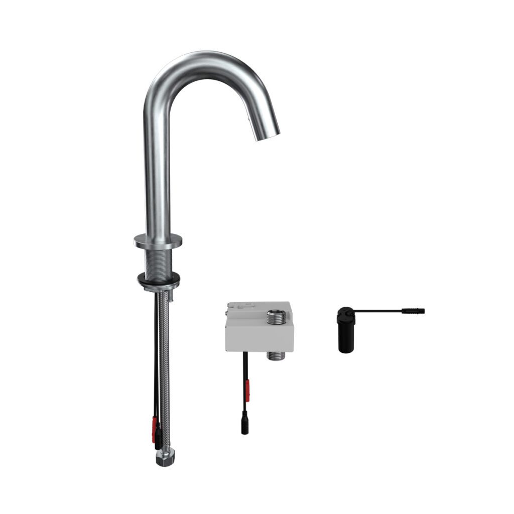 Gooseneck Bench Mounted Infrared Sensor Tap - Battery Powered