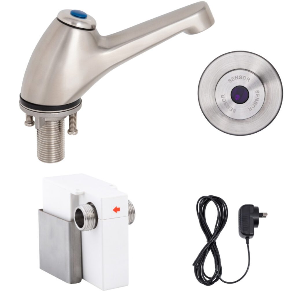 Pillar Tap with Wall-Mount Sensor Mains Operated