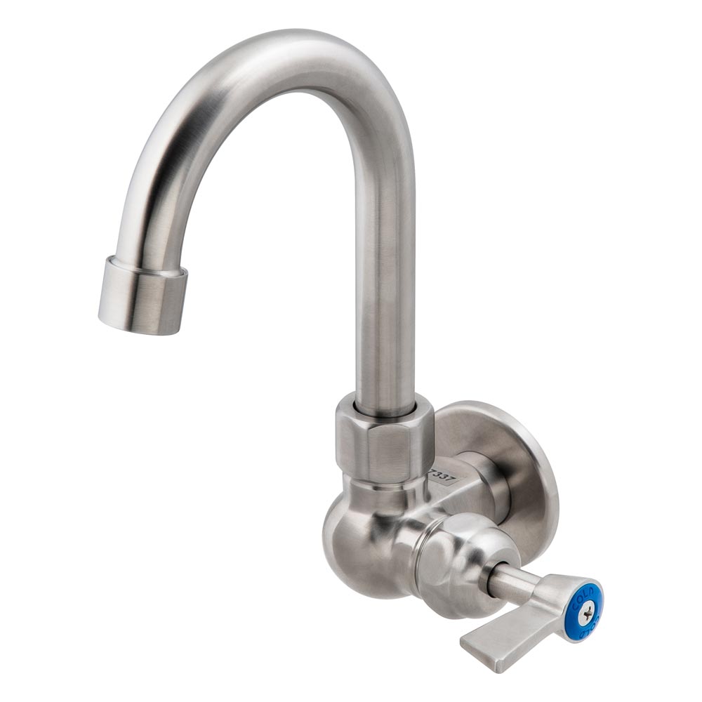 Stainless Steel Single Wall Mount Body with Single Control and 7" Gooseneck Swivel Spout
