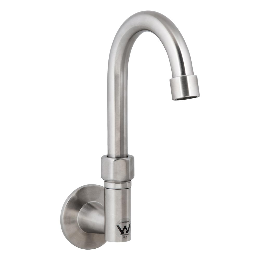 Stainless Steel Wall Elbow with 7" Gooseneck Swivel Spout