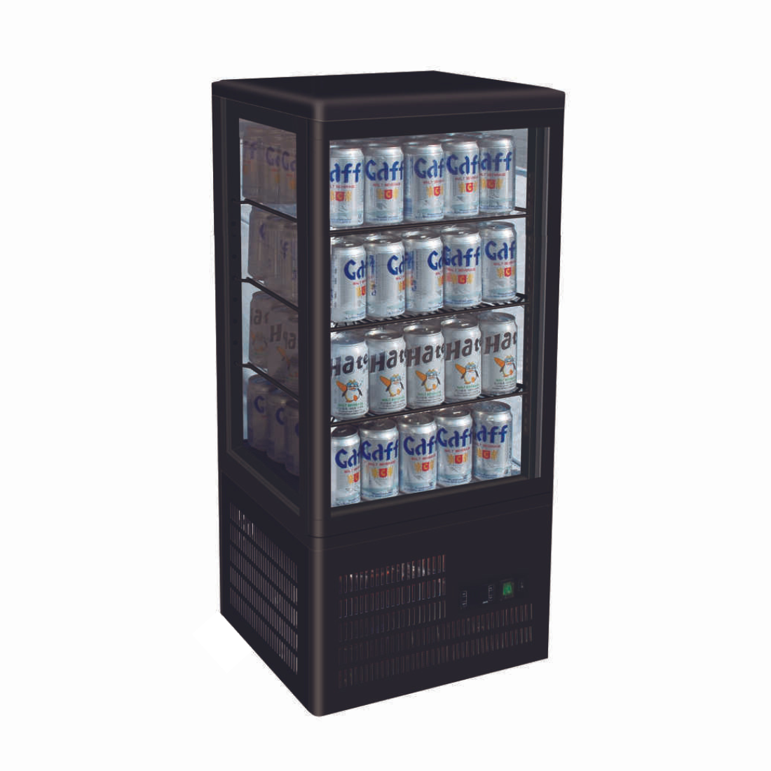 2NDs: Thermaster Four-Sided Countertop Beverage Display Fridge Black TCBD78B-NSW1762
