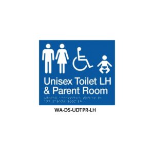 Braille Sign Unisex Disabled Toilet and Parent Room LHS (Blue)