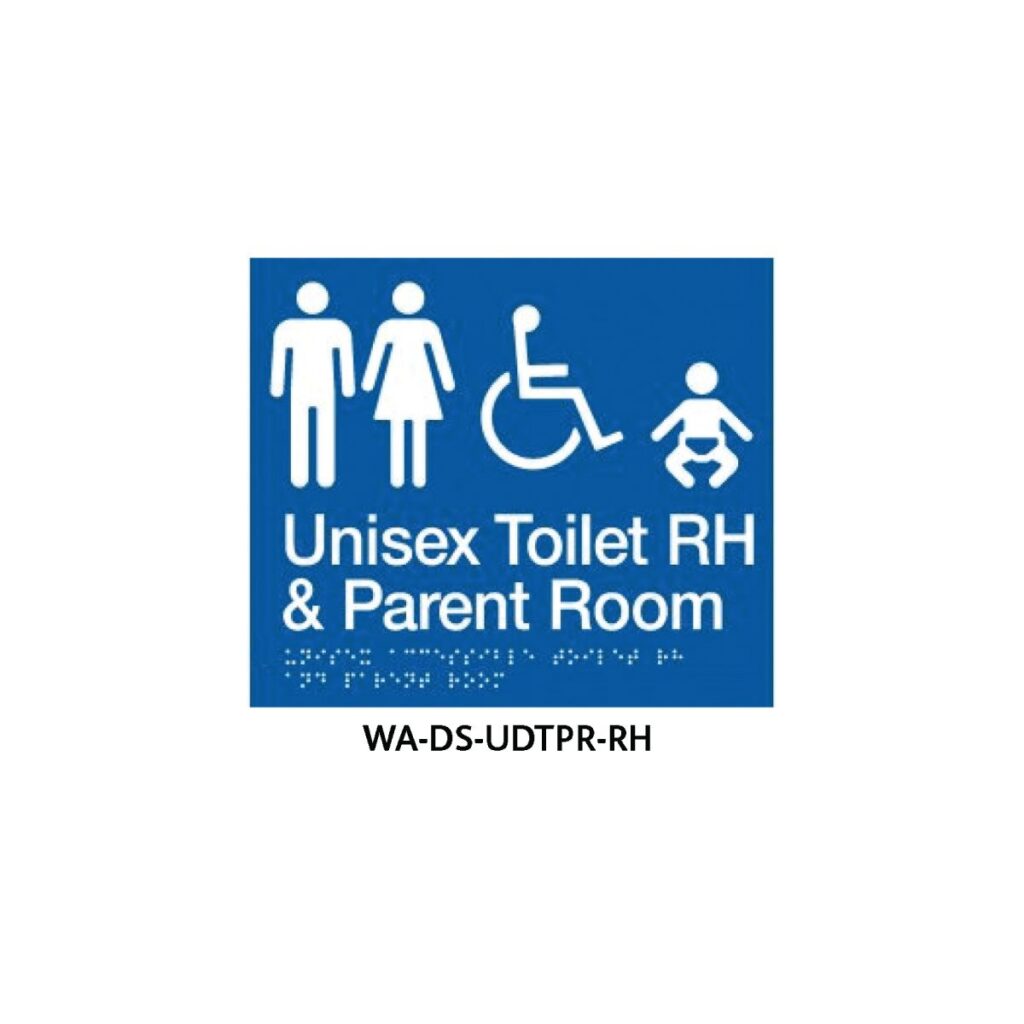 Braille Sign Unisex Disabled Toilet and Parent Room RHS (Blue)
