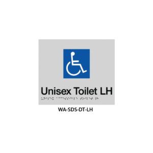 Braille Sign Unisex Disabled Toilet LHS (Silver)