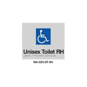 Braille Sign Unisex Disabled Toilet RHS (Silver)