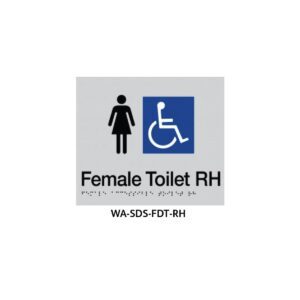 Braille Sign Female Disabled Toilet RHS (Silver)
