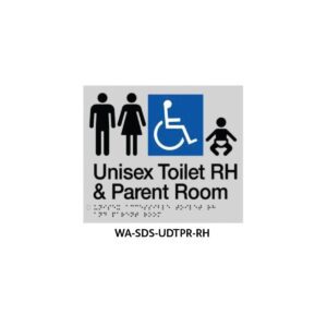 Braille Sign Unisex Disabled Toilet and Parent Room RHS (Silver)