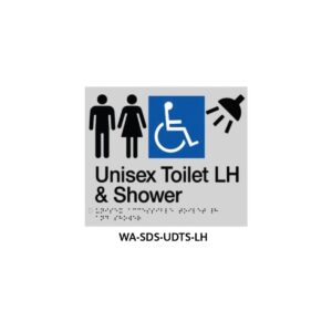 Braille Sign Unisex Disabled Toilet and Shower LHS (Silver)