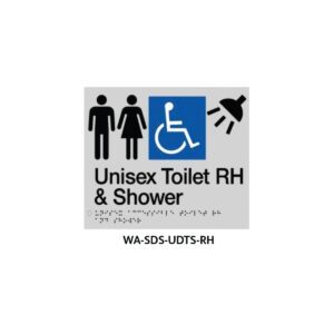 Braille Sign Unisex Disabled Toilet and Shower RHS (Silver)