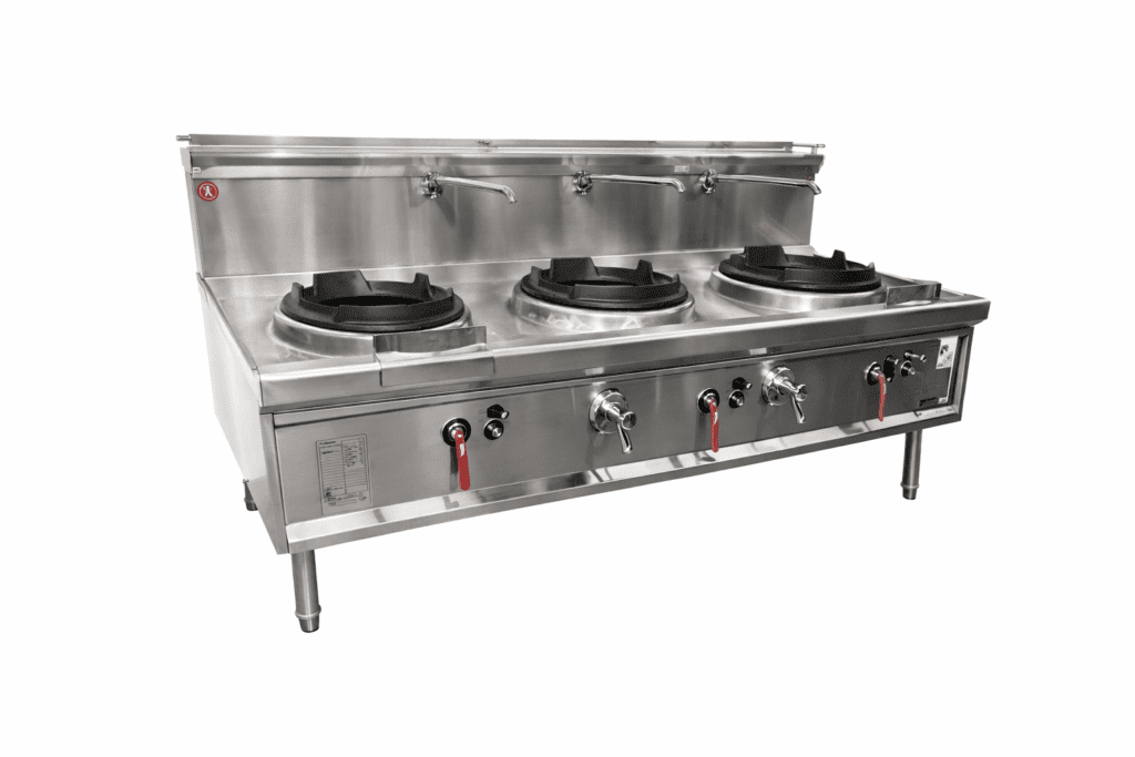 Oxford Horizontal Three Hole Waterless Wok - Chimney Burner