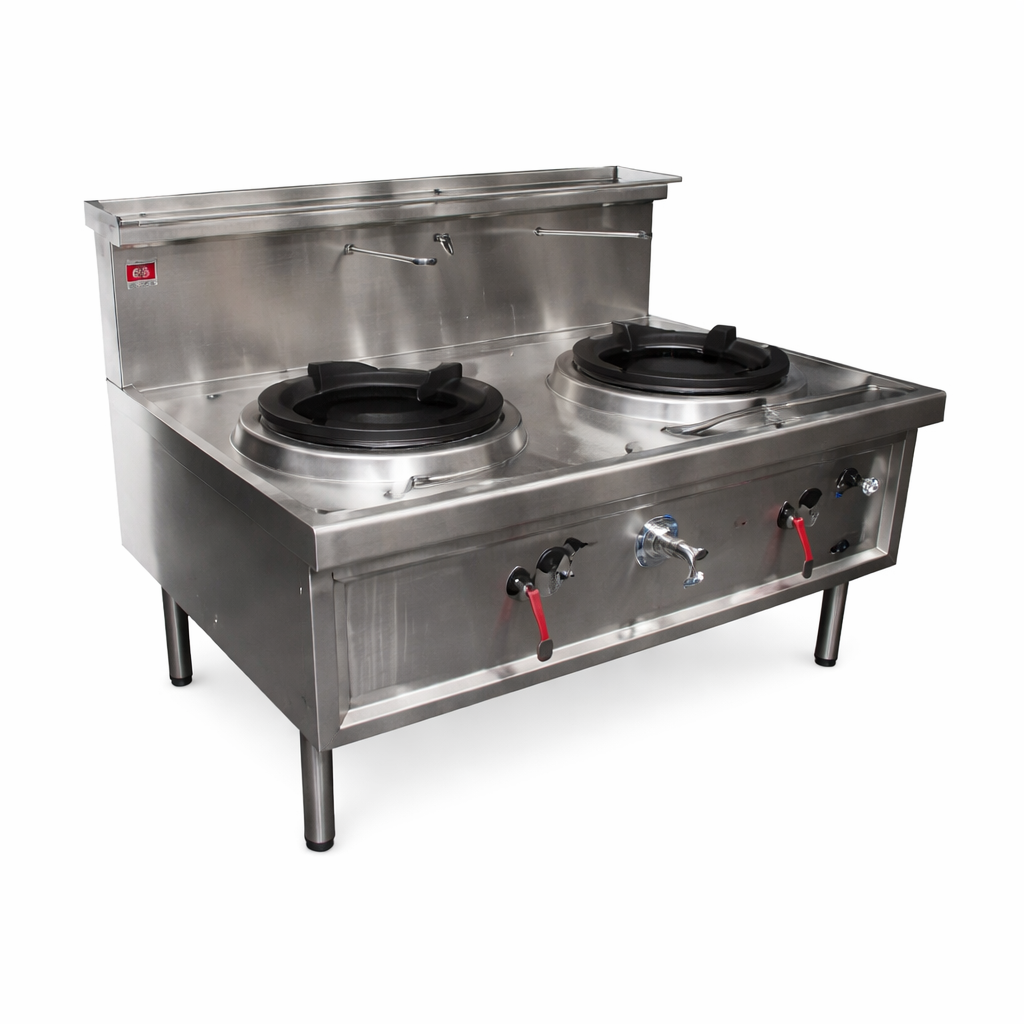 Horizontal Two Hole Waterless Wok - Chimney Burner
