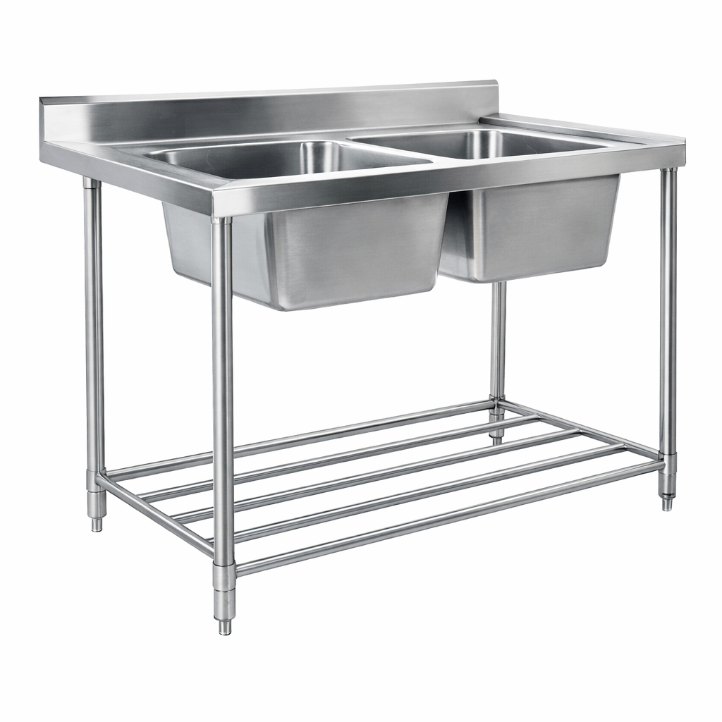 KSS 2400mm Double Sink w/ splashback and Adjustable Pot Rack