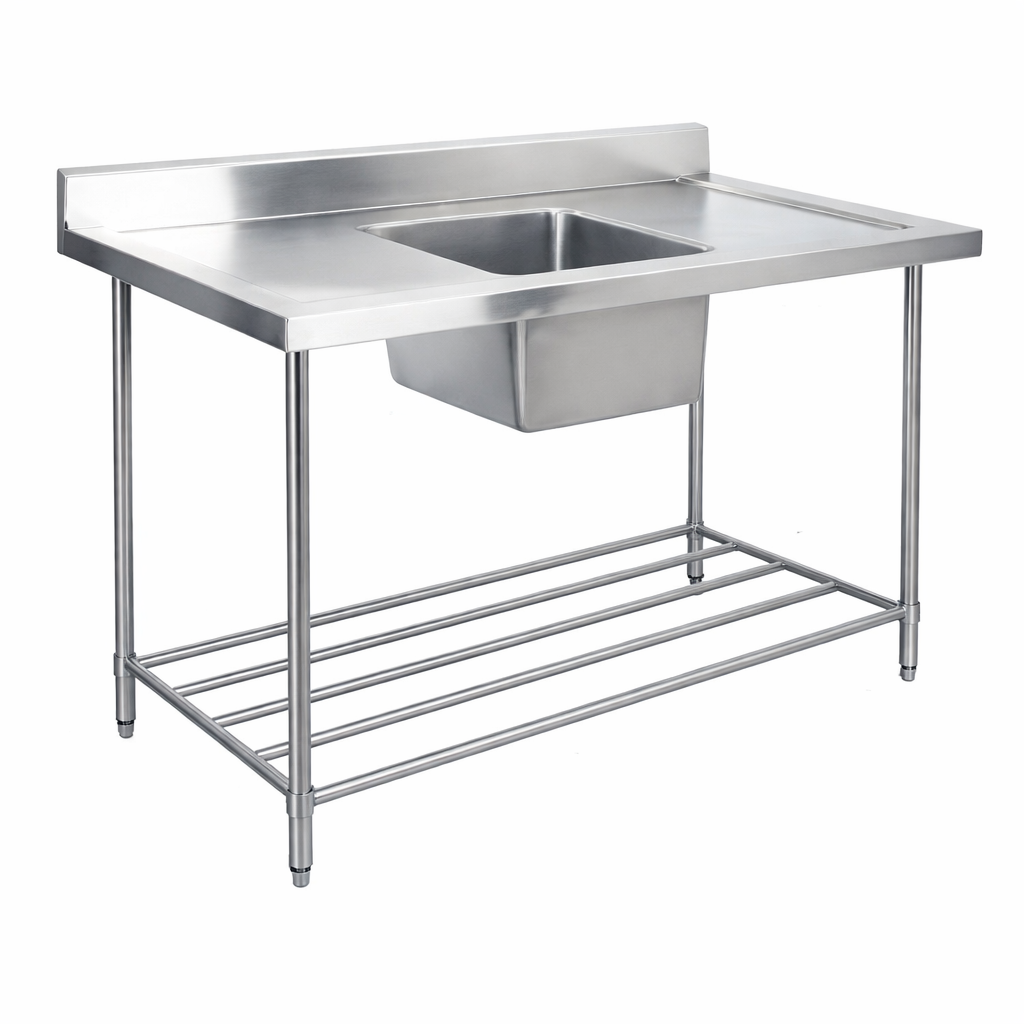 KSS 1500mm Single Sink w/ splashback and Adjustable Pot Rack