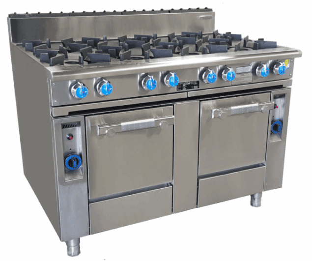 Oxford 8 Burner Gas Cooktop with 2 In-Built Gas Oven with Pilot Light