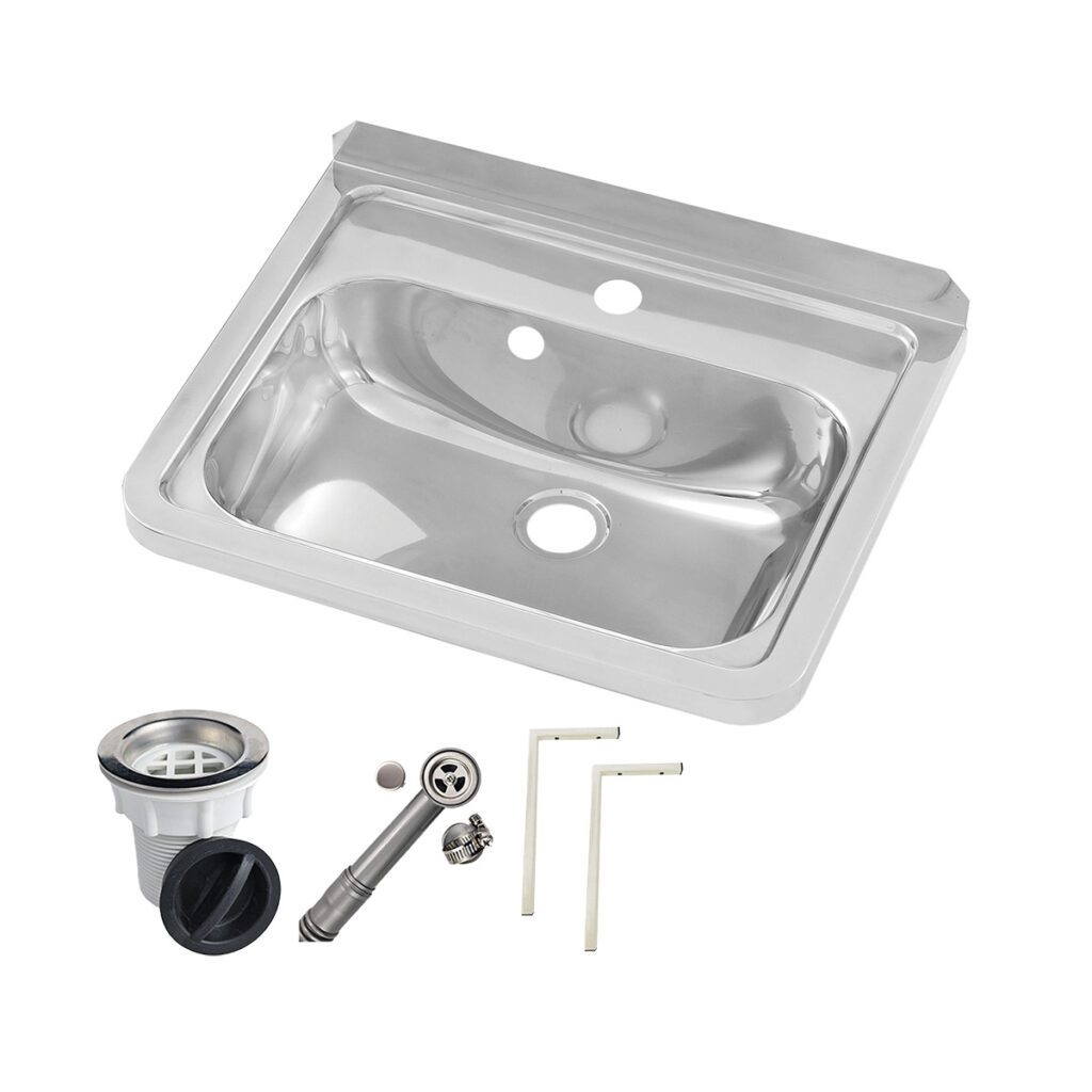 Wall Mounted Hand Basin - 1Tap Hole - Inc Wall Brackets, Overflow Kit & Plug & Waste.