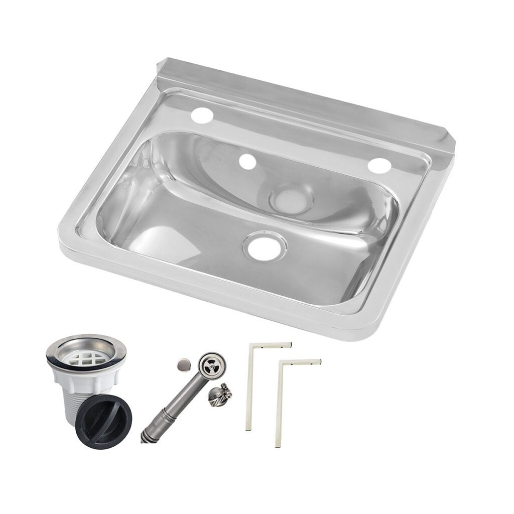 Wall Mounted Hand Basin - 2 Tap Hole - Inc Wall Brackets, Overflow Kit & Plug & Waste.