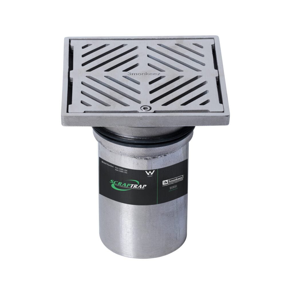 150mm Square Floor Waste Arrestor (suits 100mm pipe) (Heel Proof)