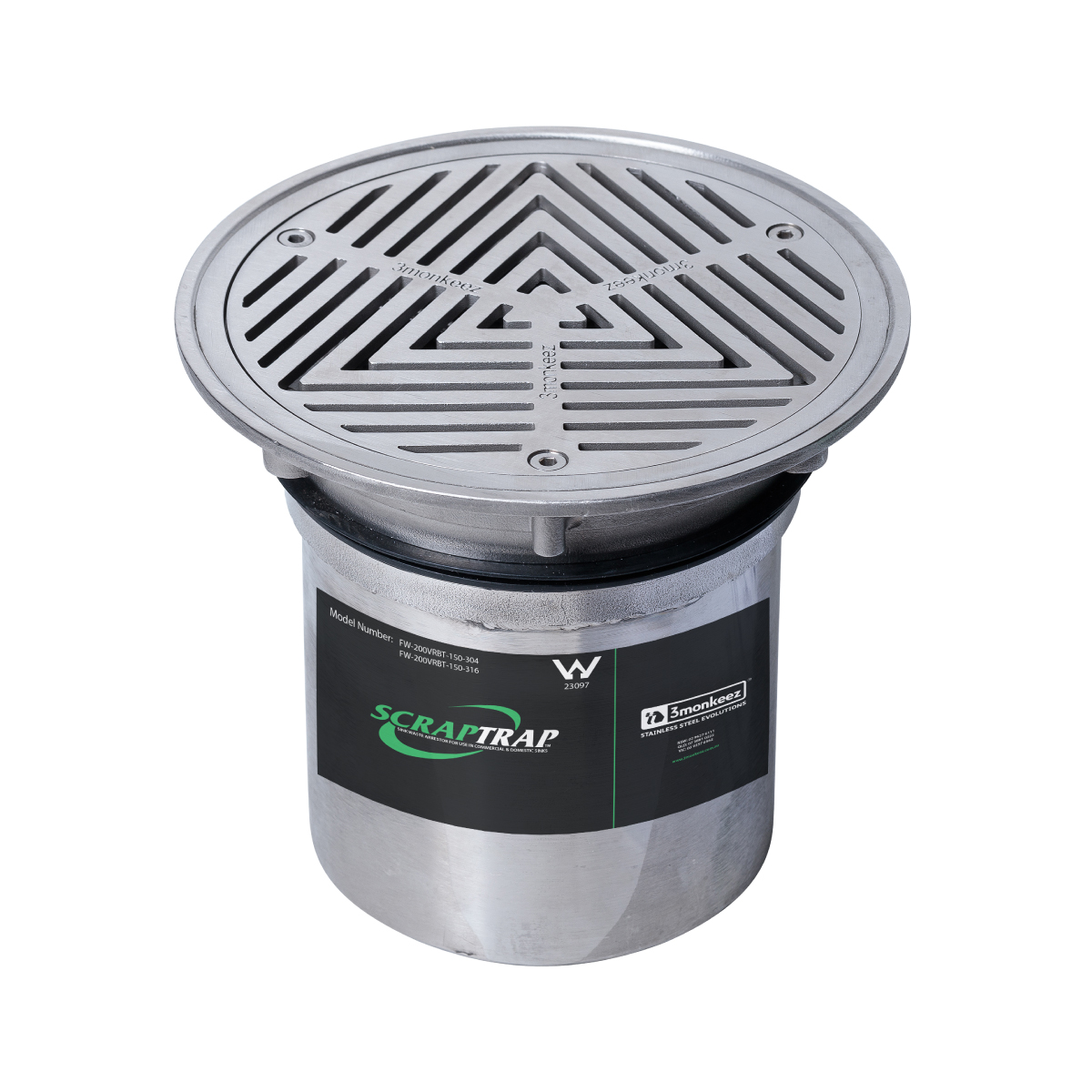 200mm Round Vinyl Floor Waste Arrestor (suits 150mm pipe) (Heel Proof)