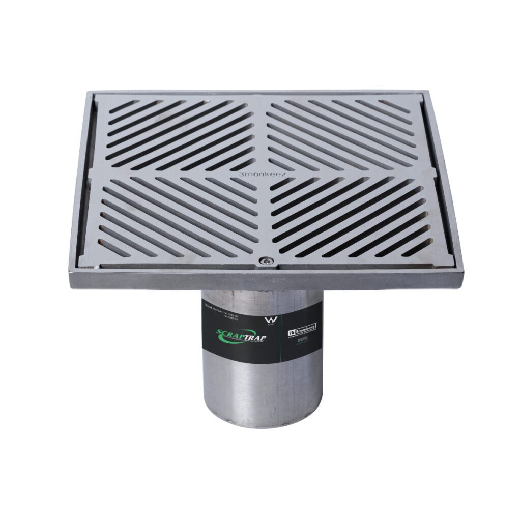 250mm Square Floor Waste Arrestor (suits 100mm pipe) (Heel Proof)