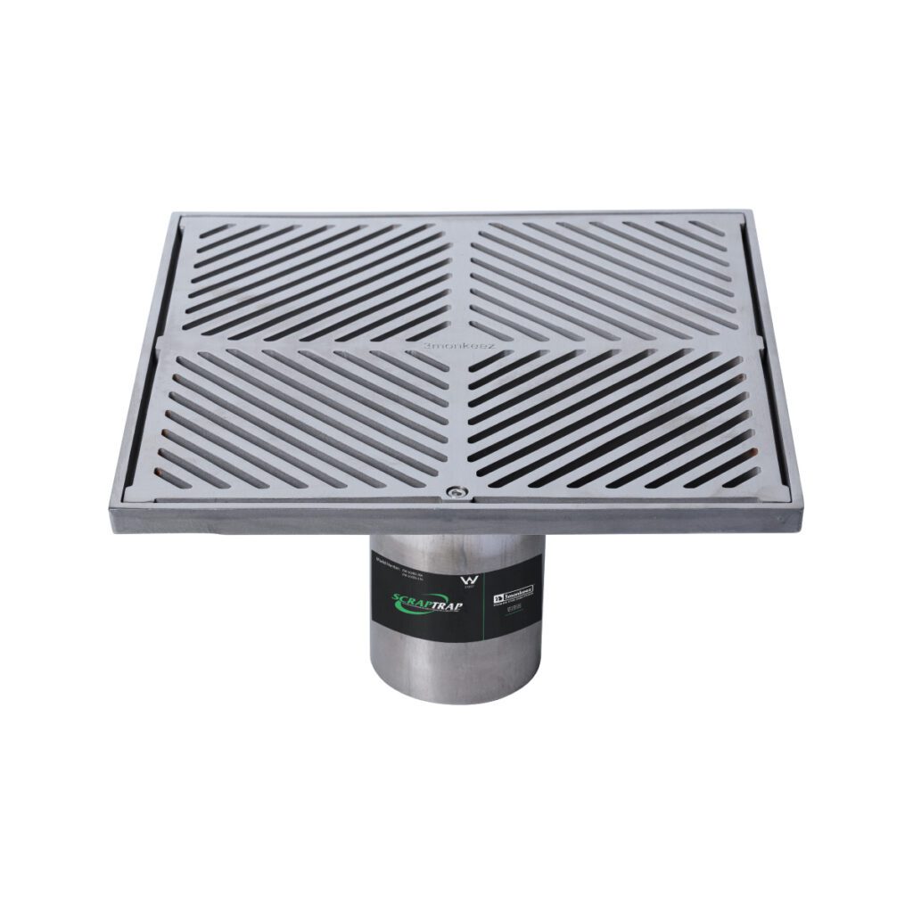 300mm Square Floor Waste Arrestor (suits 100mm pipe) (Heel Proof)
