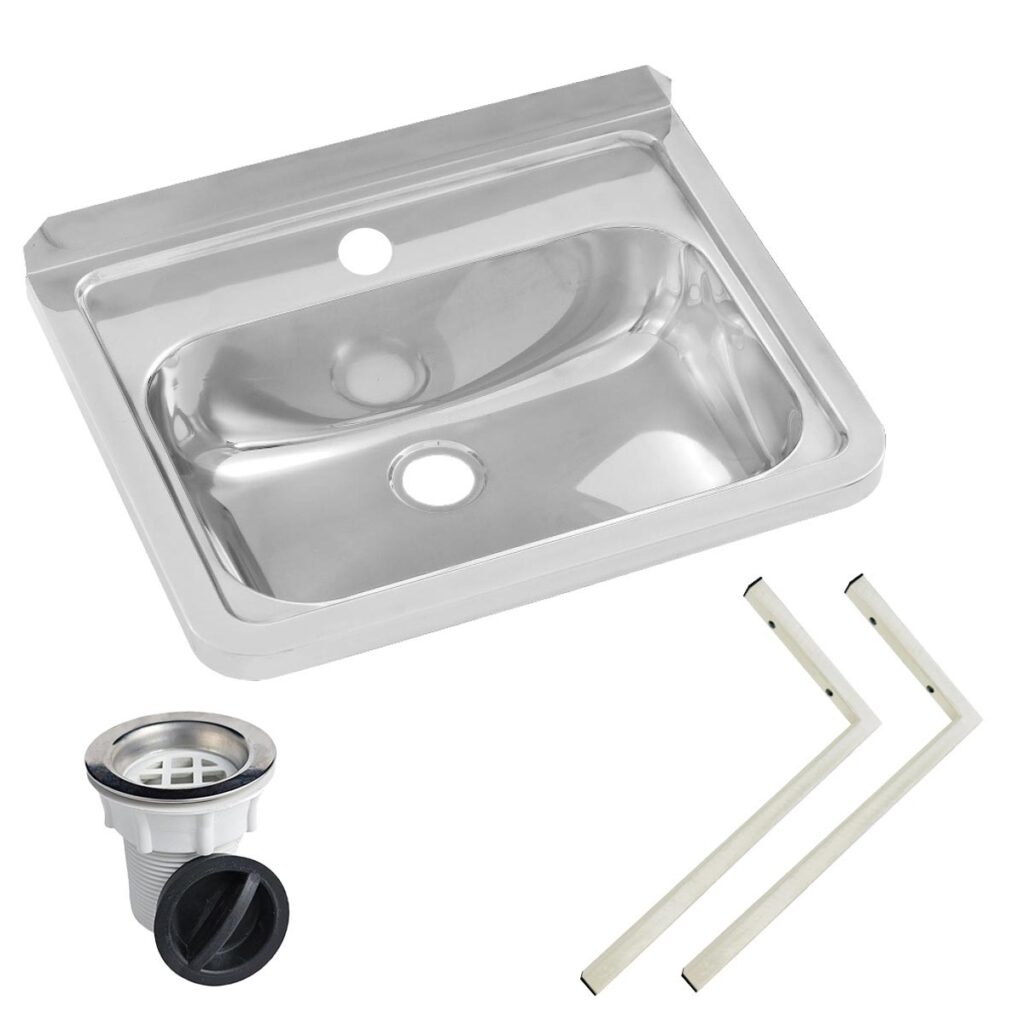 Wall Mounted Hand Basin - 1Tap Hole - Inc Wall Brackets, & Plug & Waste.