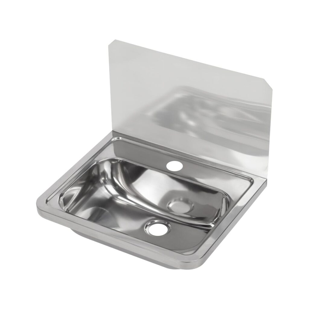 Wall Mounted Hand Basin with Splashback and 1 Centre Tap Hole