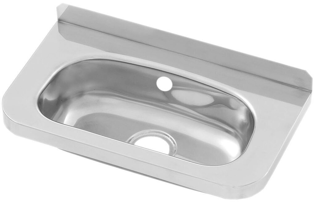 Compact Stainless Steel Hand Basin No tap holes, Inc Overflow Hole