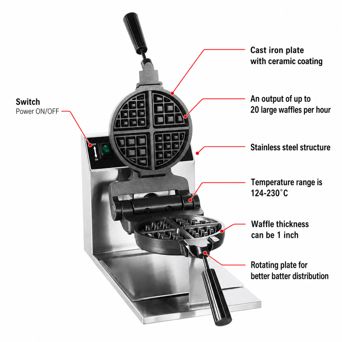 Benchstar Waffle Maker - WB-04A - Image 3